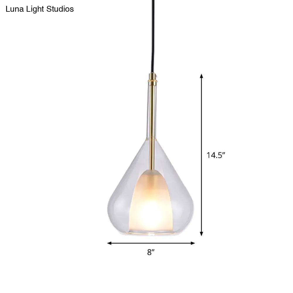 Simple Gold Pendulum Lamp With Clear Glass Shade Perfect For Bedroom Hanging Lighting