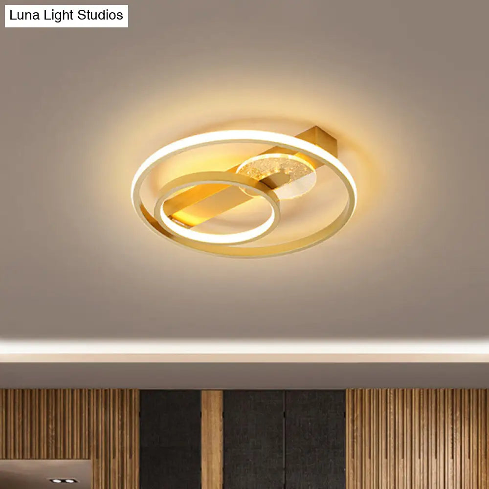 Gold/White & Black Led Metal Hoop Flushmount With White/Warm Light - 16.5/20.5 Wide Gold / 16.5