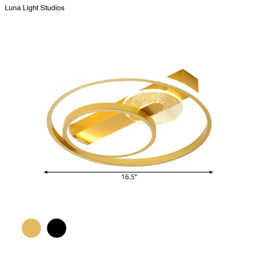 Gold/White & Black Led Metal Hoop Flushmount With White/Warm Light - 16.5’/20.5’ Wide