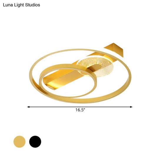 Gold/White & Black Led Metal Hoop Flushmount With White/Warm Light - 16.5’/20.5’ Wide