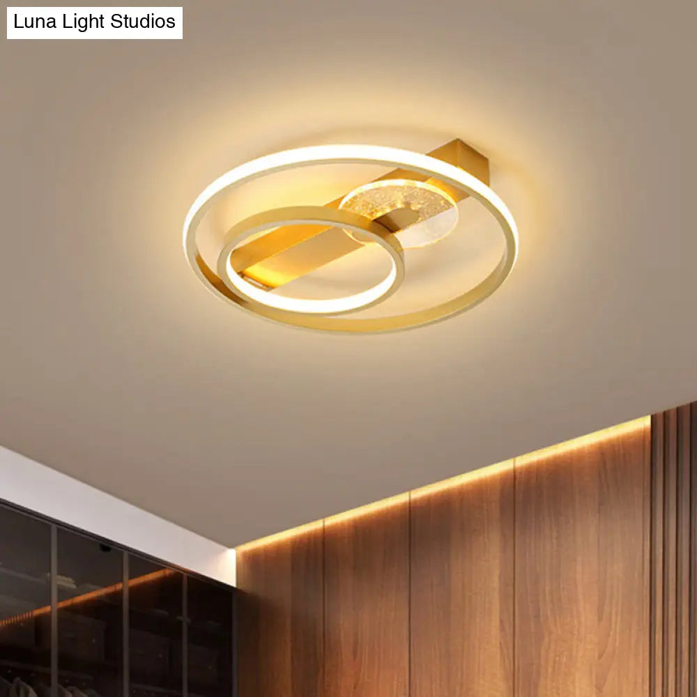 Gold/White & Black Led Metal Hoop Flushmount With White/Warm Light - 16.5’/20.5’ Wide