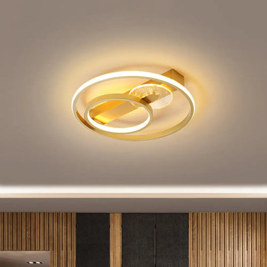 Gold/White & Black Led Metal Hoop Flushmount With White/Warm Light - 16.5’/20.5’ Wide Gold /