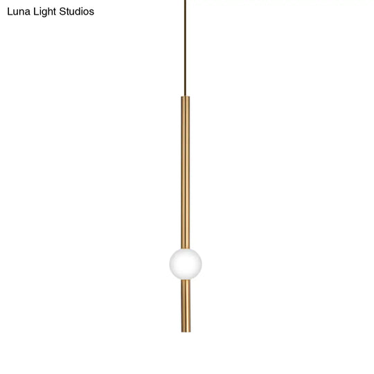 Gold/White Glass Flute Pendant Light Kit - Simple Style For Stairways (1 Head)