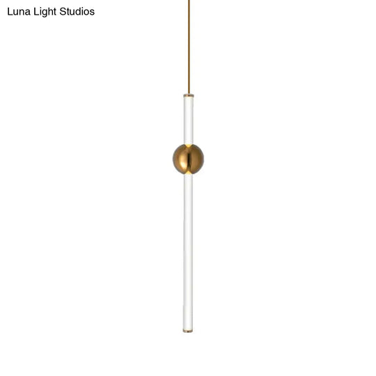 Gold And White Glass Flute Pendant Light- Single Head Stairway Fixture