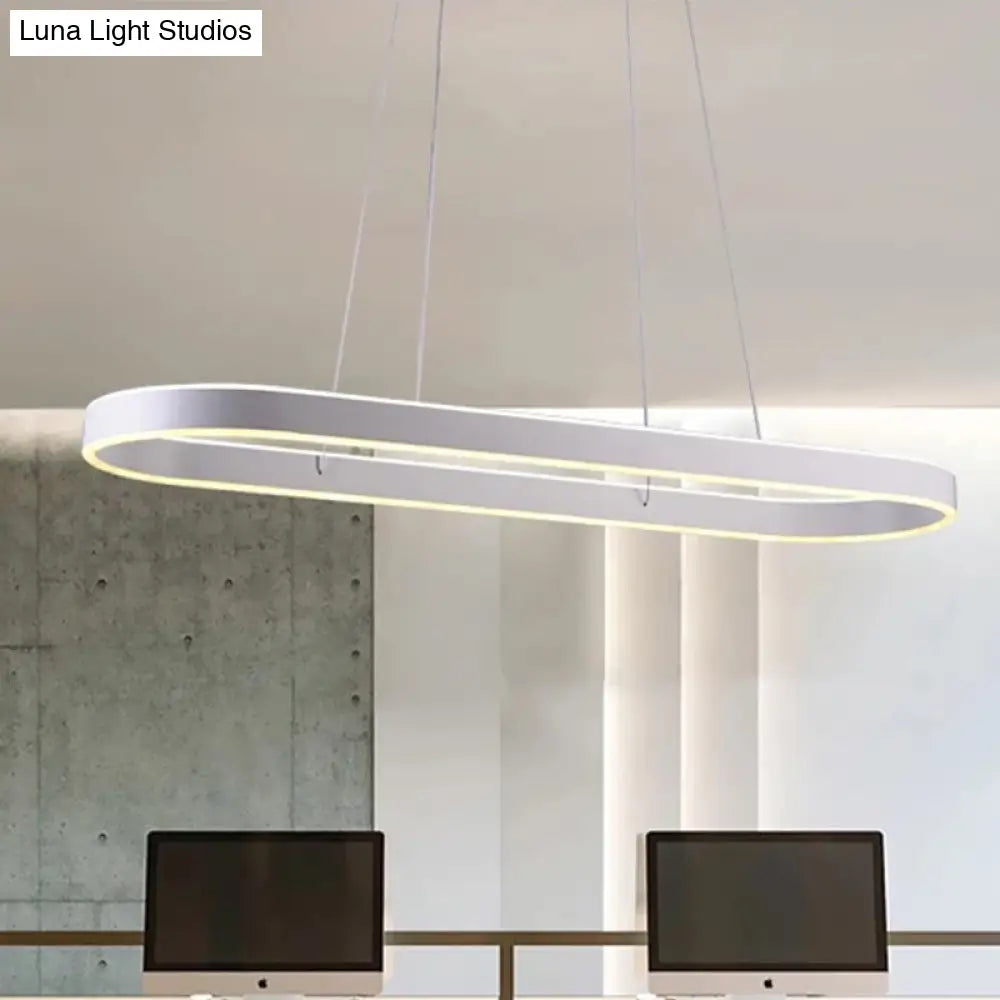 Gold/White Oval Suspension Pendant Led Ceiling Light - 31.5’’/39’’/47’’ Wide Minimalist