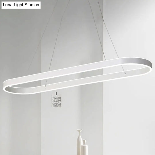 Gold/White Oval Suspension Pendant Led Ceiling Light - 31.5’’/39’’/47’’ Wide Minimalist