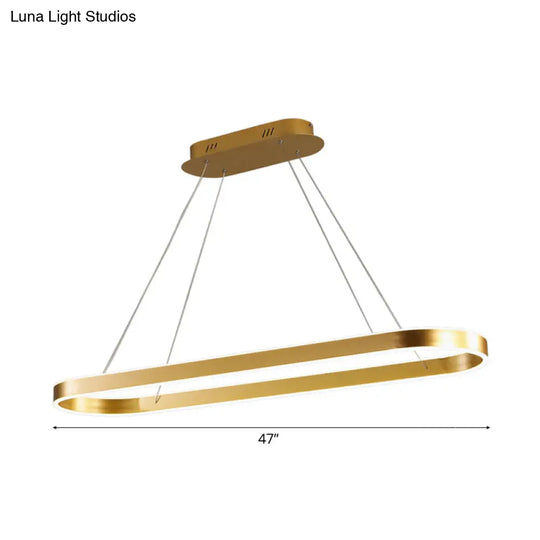 Gold/White Oval Suspension Pendant Led Ceiling Light - 31.5’’/39’’/47’’ Wide Minimalist