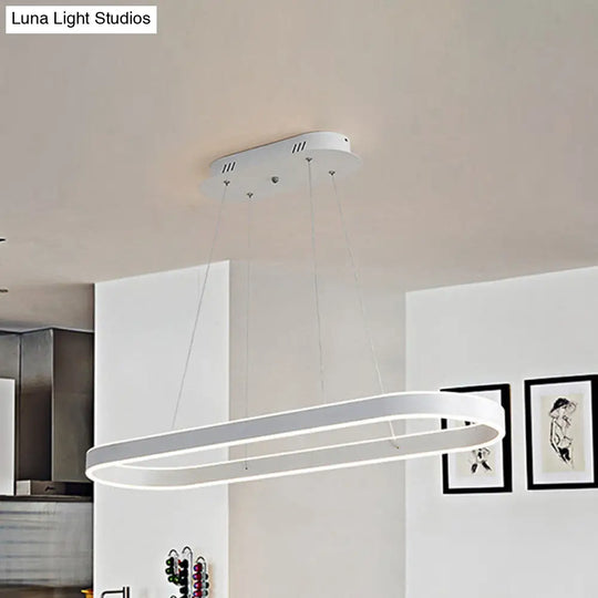 Minimalist Oval Led Ceiling Light In Gold/White - 31.5/39/47 Width Warm/White For Island White /