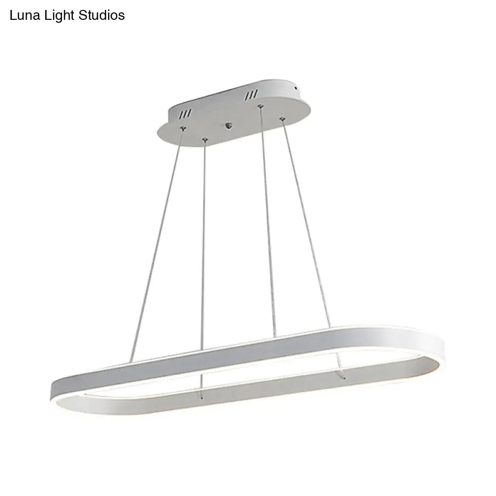 Minimalist Oval Led Ceiling Light In Gold/White - 31.5/39/47 Width Warm/White For Island