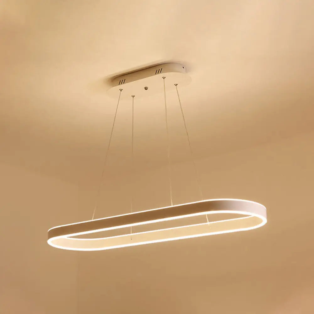 Gold/White Oval Suspension Pendant Led Ceiling Light - 31.5’’/39’’/47’’ Wide Minimalist