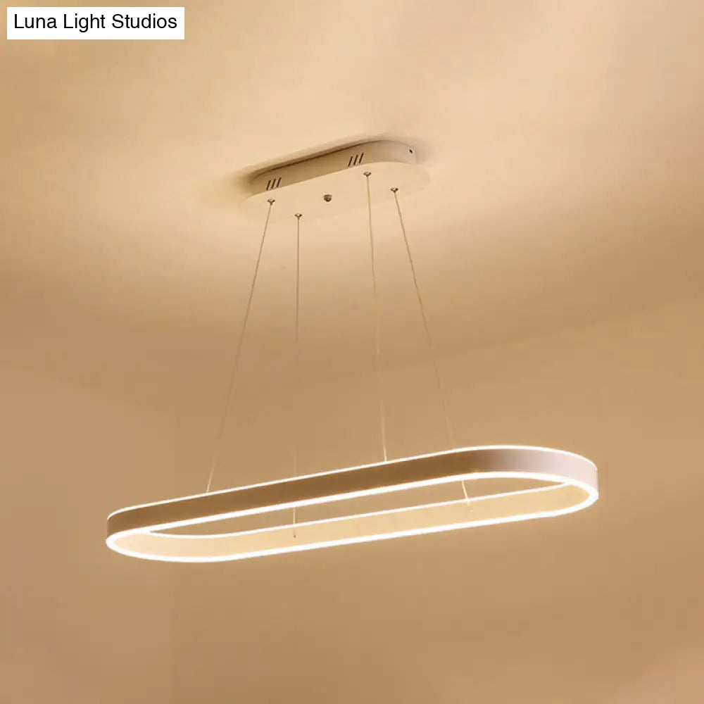 Minimalist Oval Led Ceiling Light In Gold/White - 31.5/39/47 Width Warm/White For Island Gold / 31.5