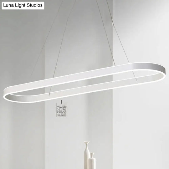 Minimalist Oval Led Ceiling Light In Gold/White - 31.5/39/47 Width Warm/White For Island