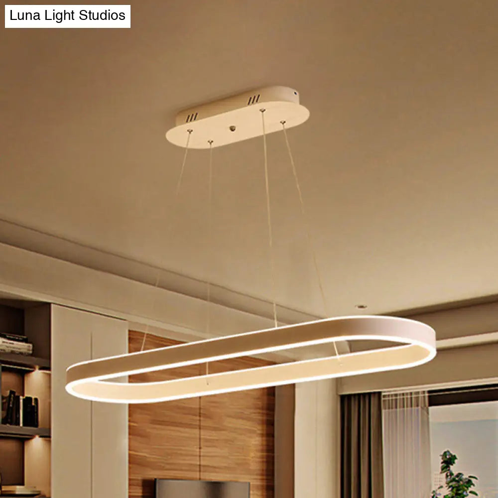 Minimalist Oval Led Ceiling Light In Gold/White - 31.5/39/47 Width Warm/White For Island