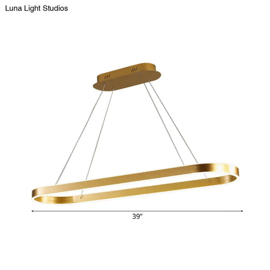 Gold/White Oval Suspension Pendant Led Ceiling Light - 31.5’’/39’’/47’’ Wide Minimalist