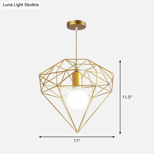 Nordic Style Gold Metal Wire Cage Pendant Light For Dining Room Ceiling