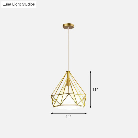 Nordic Style Gold Metal Wire Cage Pendant Light For Dining Room Ceiling