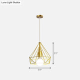 Gold Wire Cage Pendant Light - Nordic Style Ceiling Lamp For Dining Room