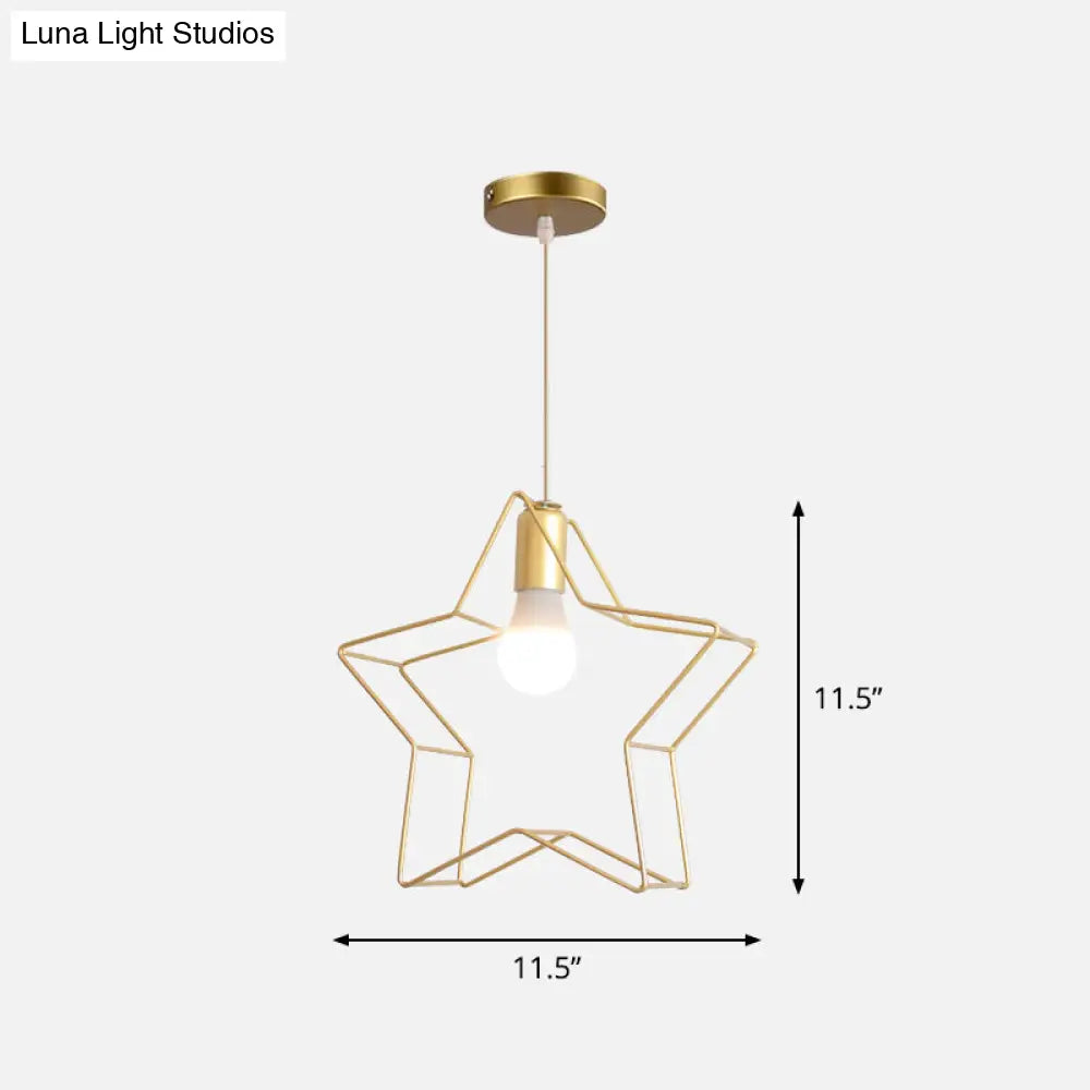 Gold Wire Cage Pendant Light - Nordic Style Ceiling Lamp For Dining Room