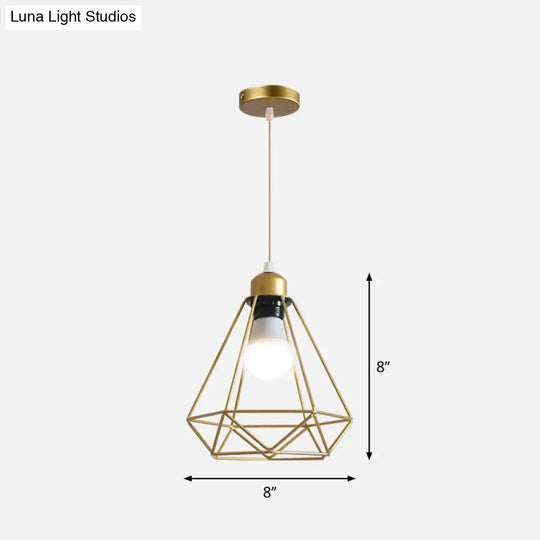 Gold Wire Cage Pendant Light - Nordic Style Ceiling Lamp For Dining Room