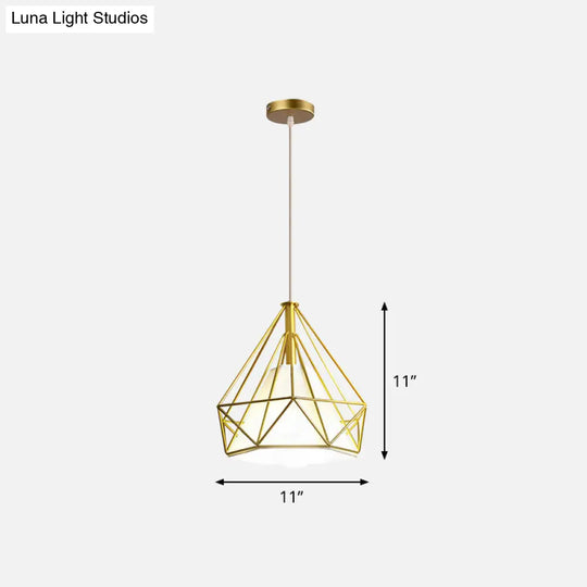 Gold Wire Cage Pendant Light - Nordic Style Ceiling Lamp For Dining Room