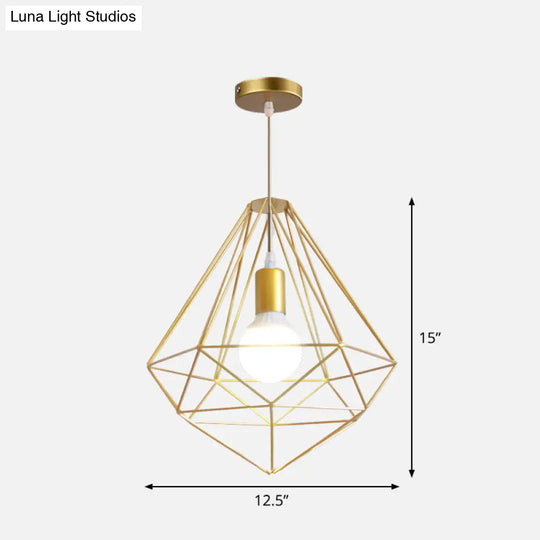 Gold Wire Cage Pendant Light - Nordic Style Ceiling Lamp For Dining Room