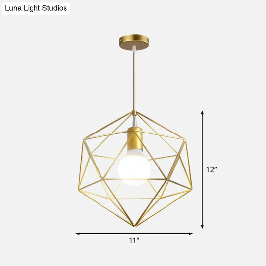 Gold Wire Cage Pendant Light - Nordic Style Ceiling Lamp For Dining Room