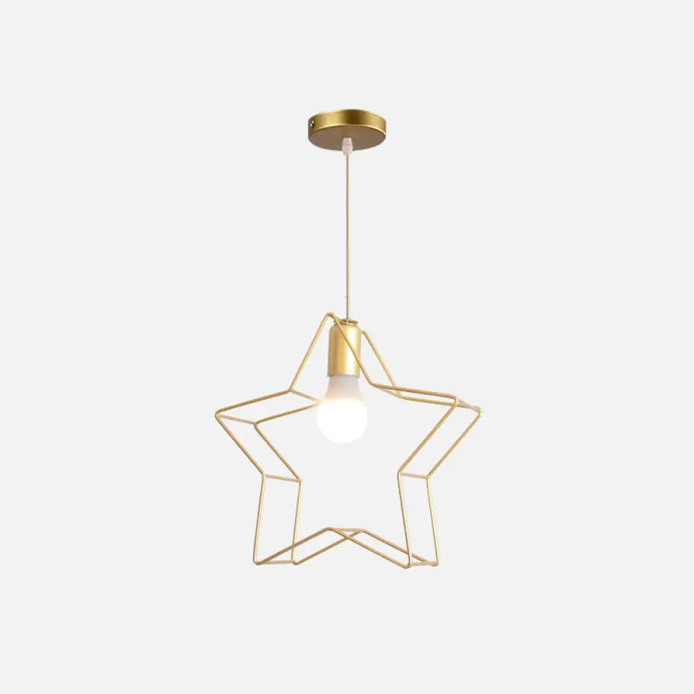 Gold Wire Cage Pendant Light - Nordic Style Ceiling Lamp For Dining Room / Gypsophila