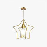 Gold Wire Cage Pendant Light - Nordic Style Ceiling Lamp For Dining Room / Star
