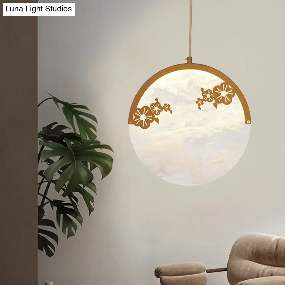 Golden Acrylic Hanging Pendant: Classic 1-Light Suspension For Living Room