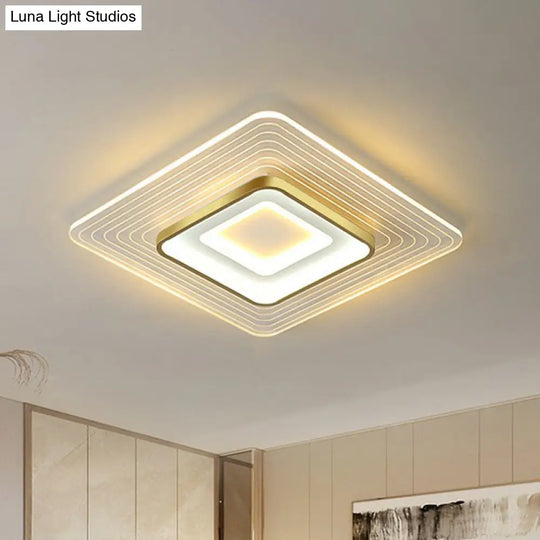Golden Acrylic Led Flush Mount Light For Simplicity And Style In Living Room Gold / 15.5 Warm