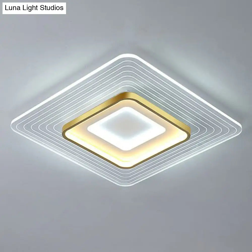 Golden Acrylic Led Flush Mount Light For Simplicity And Style In Living Room Gold / 15.5 White