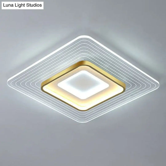 Golden Acrylic Led Flush Mount Light For Simplicity And Style In Living Room Gold / 15.5 White