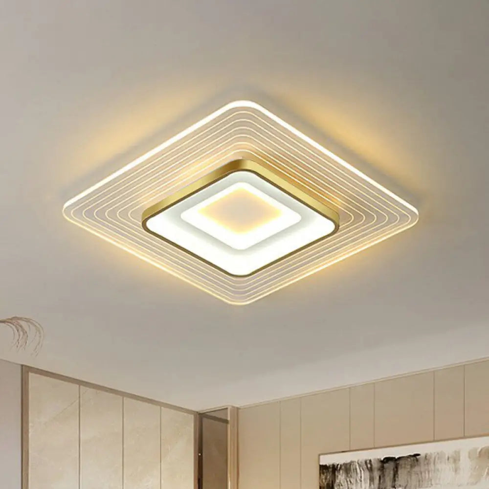 Golden Acrylic Led Flush Mount Light For Simplicity And Style In Living Room Gold / 15.5’ Warm