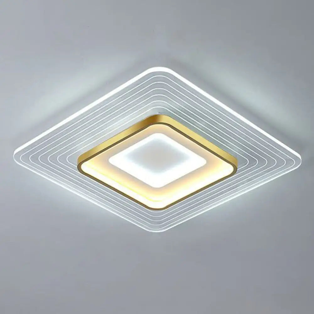 Golden Acrylic Led Flush Mount Light For Simplicity And Style In Living Room Gold / 15.5’ White
