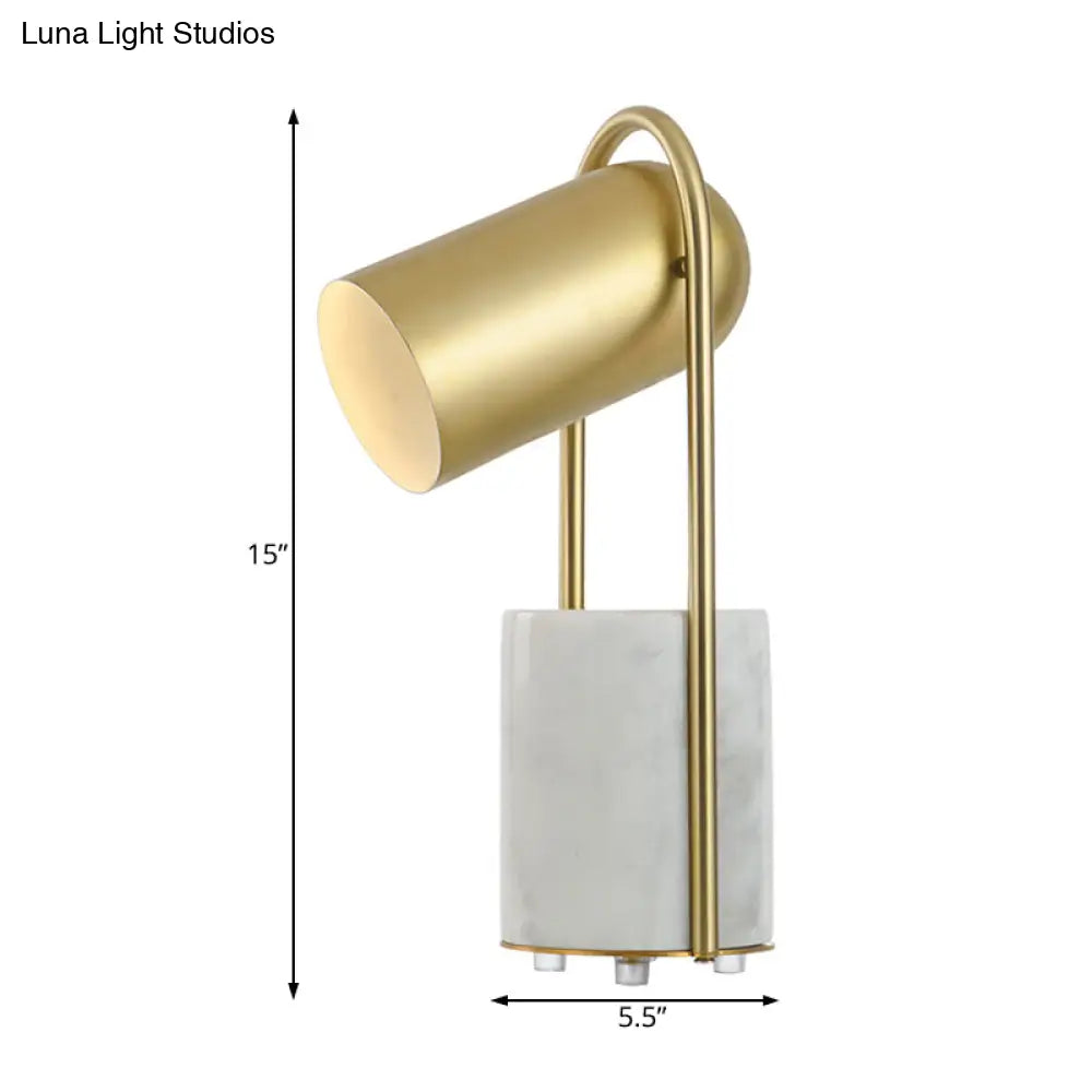 Golden Bell Table Lamp: Contemporary Style With Metallic Base And Marble Accent