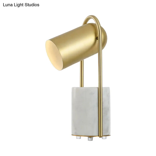 Golden Bell Table Lamp: Contemporary Style With Metallic Base And Marble Accent