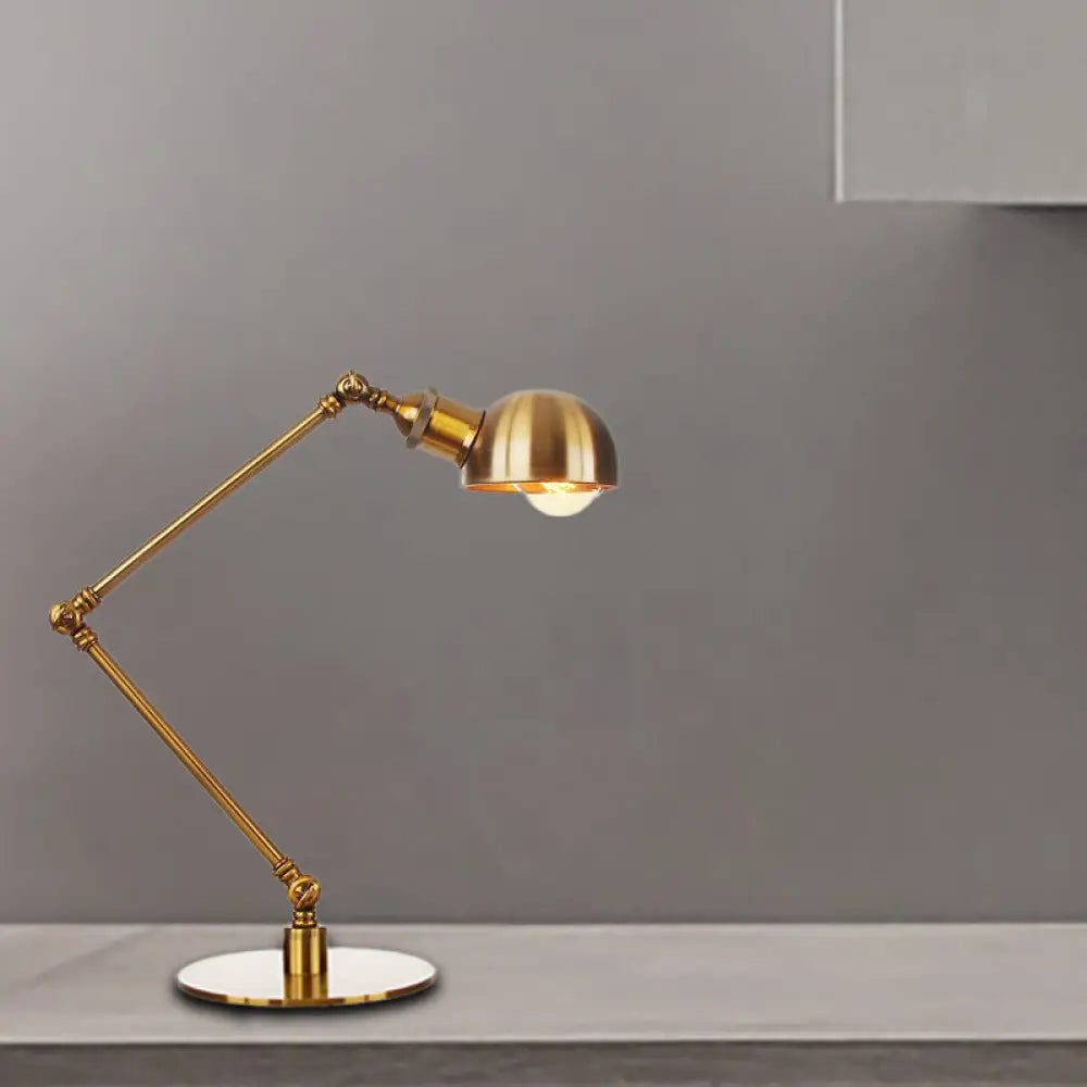 Golden Bowl Shade Table Lamp- Industrial Style With Adjustable Arm Gold / 4 A