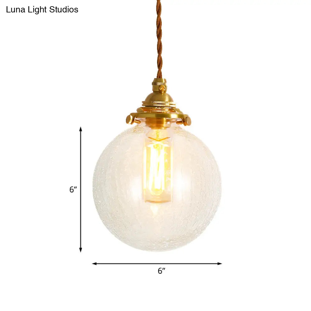 Golden Clear Crackle Glass 1-Light Ceiling Lamp For Bedroom