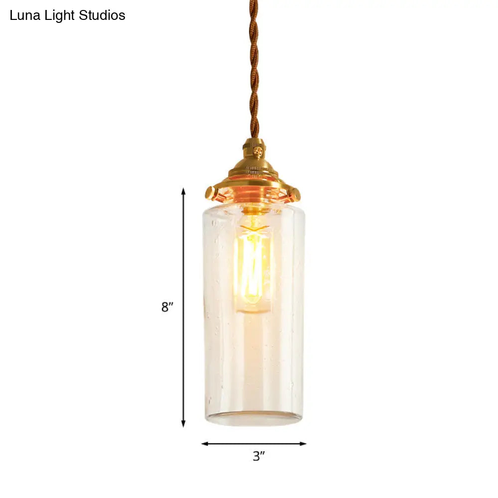 Golden Clear Crackle Glass 1-Light Ceiling Lamp For Bedroom