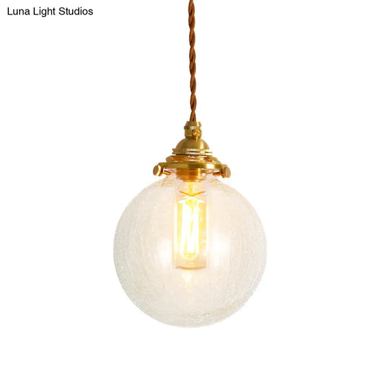 Golden Clear Crackle Glass 1-Light Ceiling Lamp For Bedroom