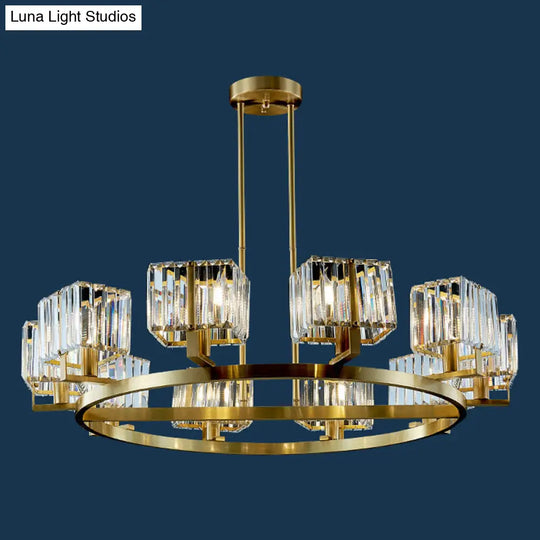 Gold Crystal Chandelier With 4/8/10 Bulb Rectangle Pendant Lamp For Modern Dining Room 10 /