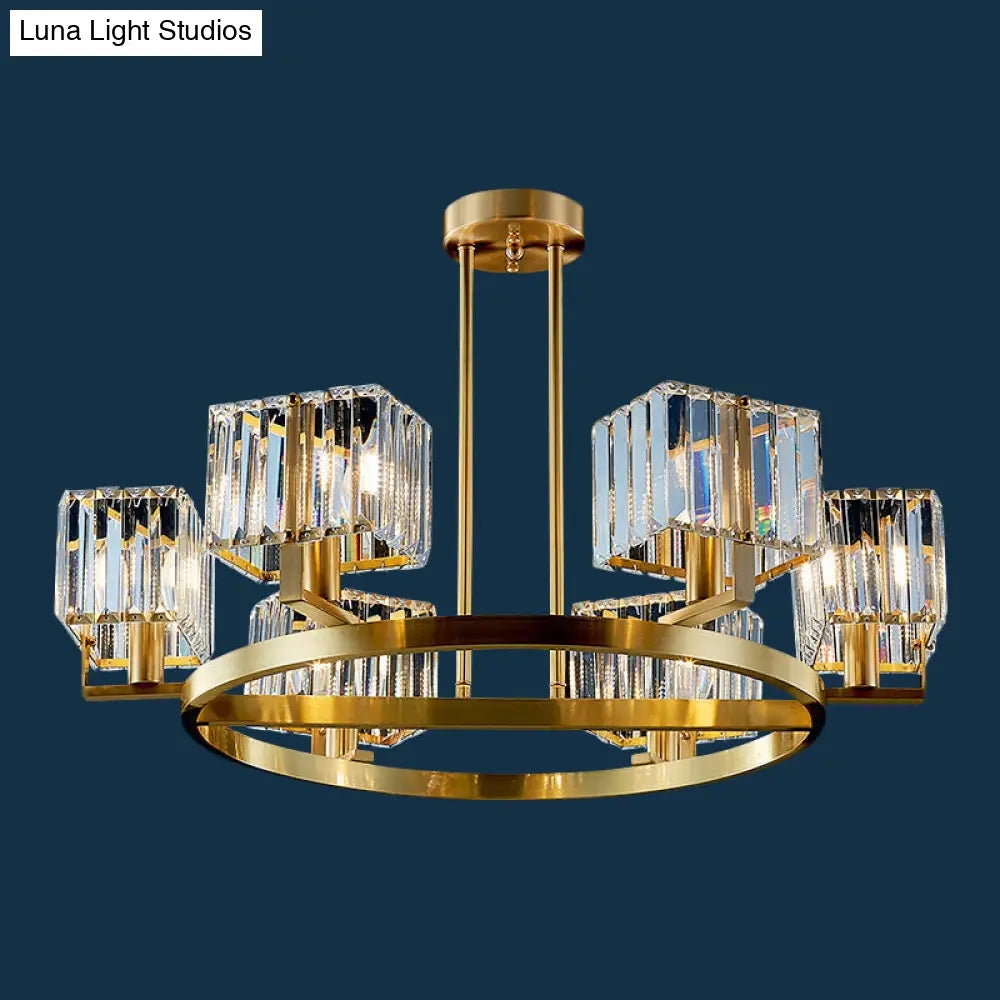 Gold Crystal Chandelier With 4/8/10 Bulb Rectangle Pendant Lamp For Modern Dining Room 6 /