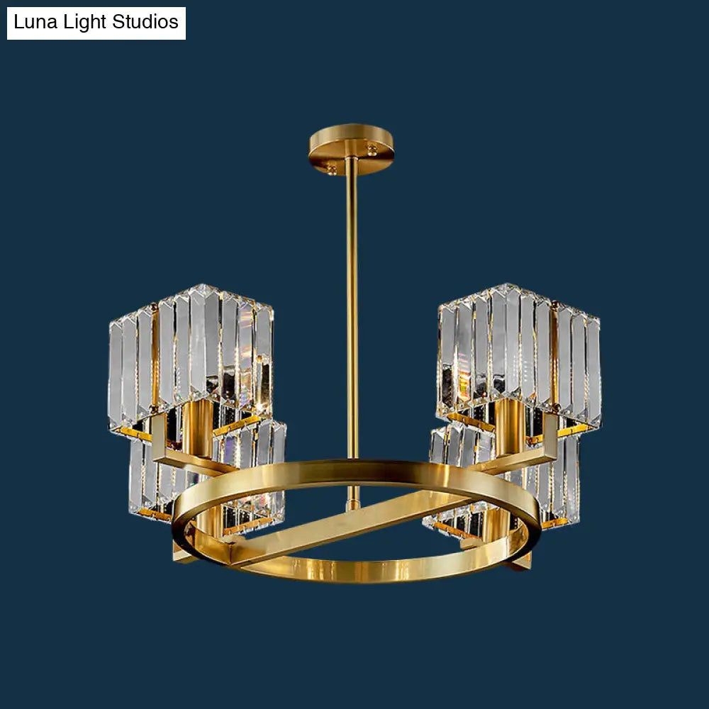 Gold Crystal Chandelier With 4/8/10 Bulb Rectangle Pendant Lamp For Modern Dining Room 4 /