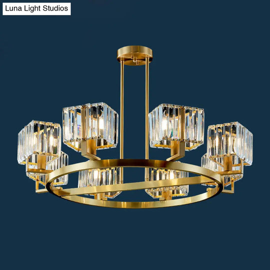 Gold Crystal Chandelier With 4/8/10 Bulb Rectangle Pendant Lamp For Modern Dining Room 8 /