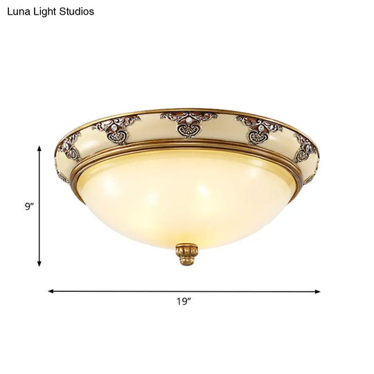 Golden Dome Opal Glass Flush Mount Ceiling Light Fixture - Classic Design 3-Bulb 15/19 Width