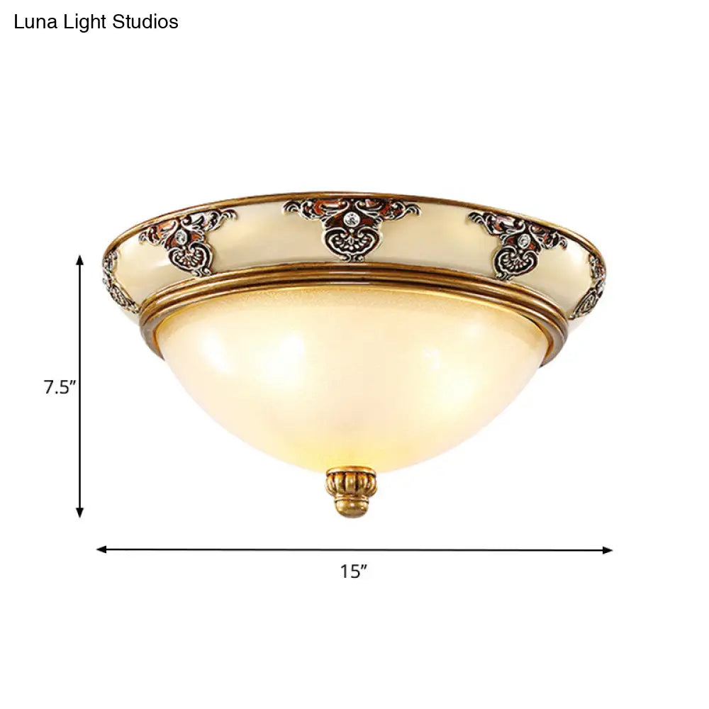 Golden Dome Opal Glass Flush Mount Ceiling Light Fixture - Classic Design 3-Bulb 15/19 Width