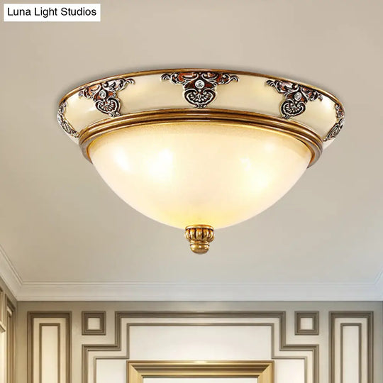 Golden Dome Opal Glass Flush Mount Ceiling Light Fixture - Classic Design 3-Bulb 15/19 Width