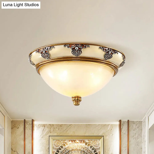 Golden Dome Opal Glass Flush Mount Ceiling Light Fixture - Classic Design 3-Bulb 15/19 Width