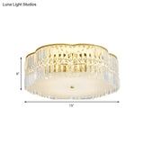 Golden Flower Flush Led Pendant Light With Modern Clear Crystal Design And Acrylic Diffuser -