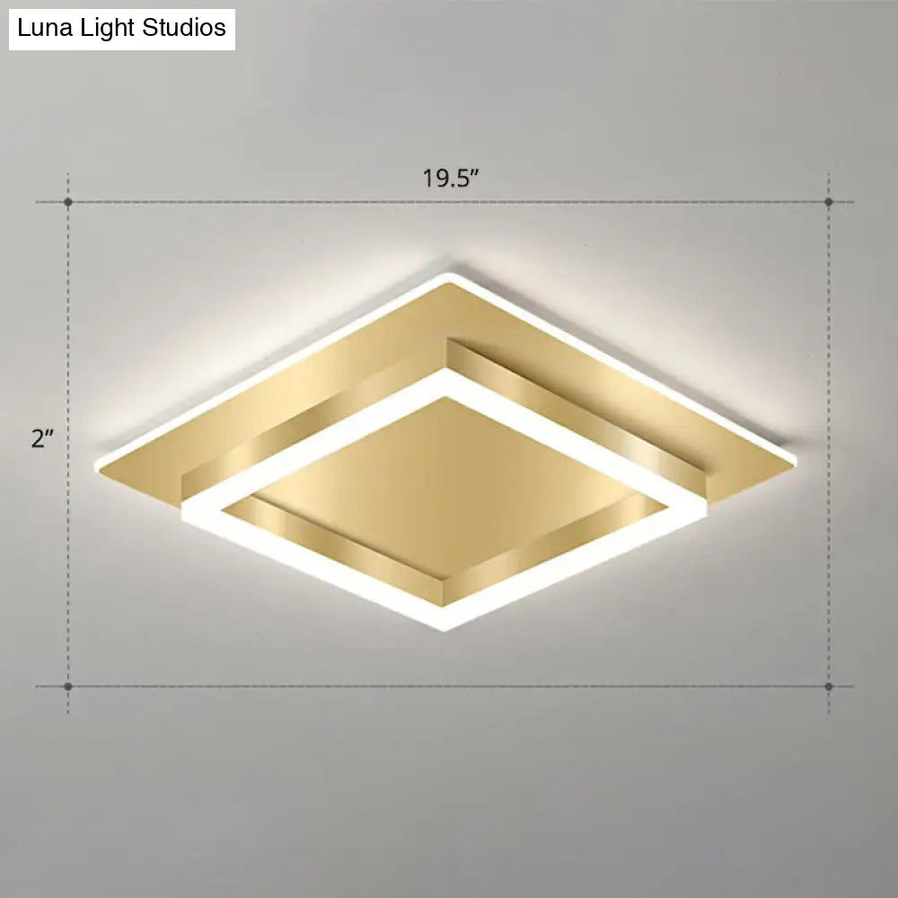 Golden Flush Mount Led Lamp: Minimalist Metal Ceiling Light For Bedroom Gold / 19.5 White